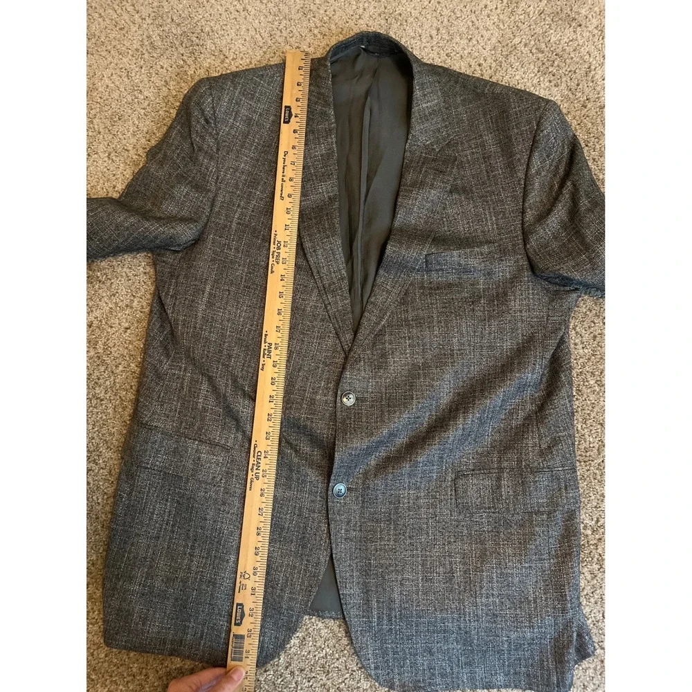 Jack Victor Men Blazer 48L Gray Double Vented 2 Button Sport Coat Bamboo Viscose